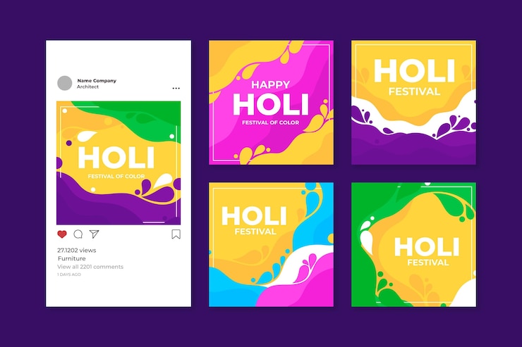 Vector posting instagram festival holi