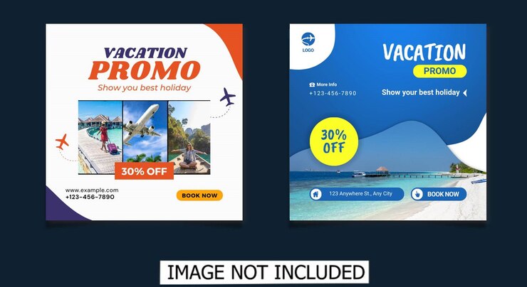 Vector posting media sosial liburan, perjalanan, atau perjalanan pantai musim panas