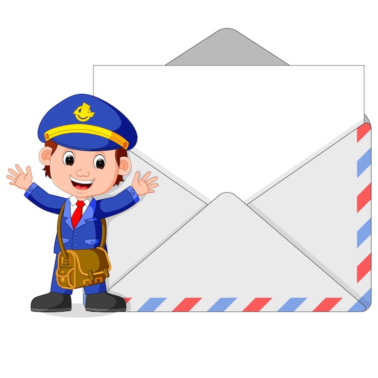 Vector postman cartoon with big letter
