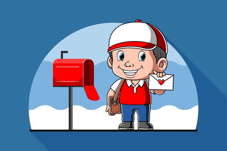 Vector postman holding mail in his hand