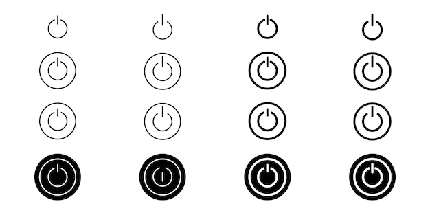 Power button icons in various styles Power switch symbol