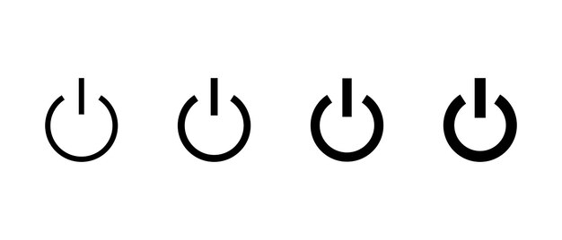 Power button on off vector icon set Energy inclusion sign of different line thickness
