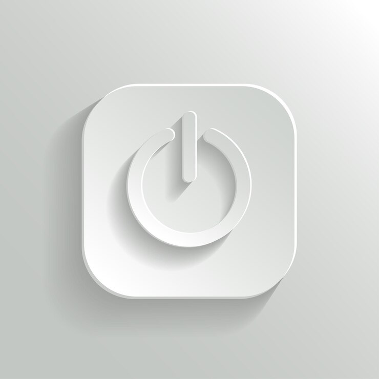 Power icon vector white app button