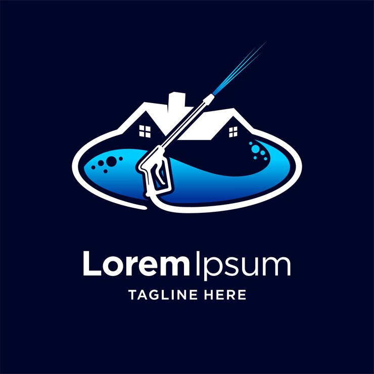 power washing logo with dark background