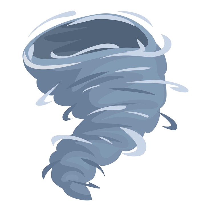 Vector powerful destructive tornado rotating natural disaster illustration