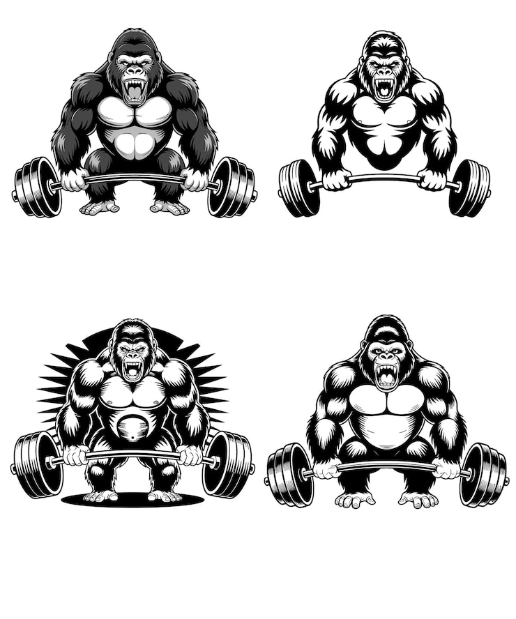 Powerful Gorilla with Barbell Fitness Design