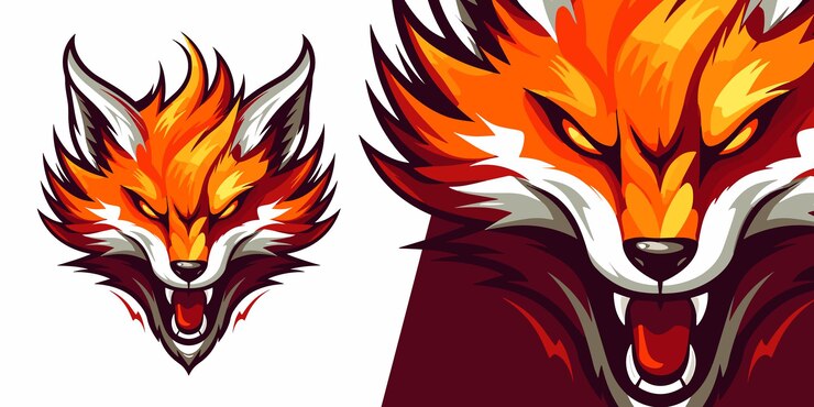 Vector powerful vector graphic unleash the aggressive fire fox logo mascot for teams