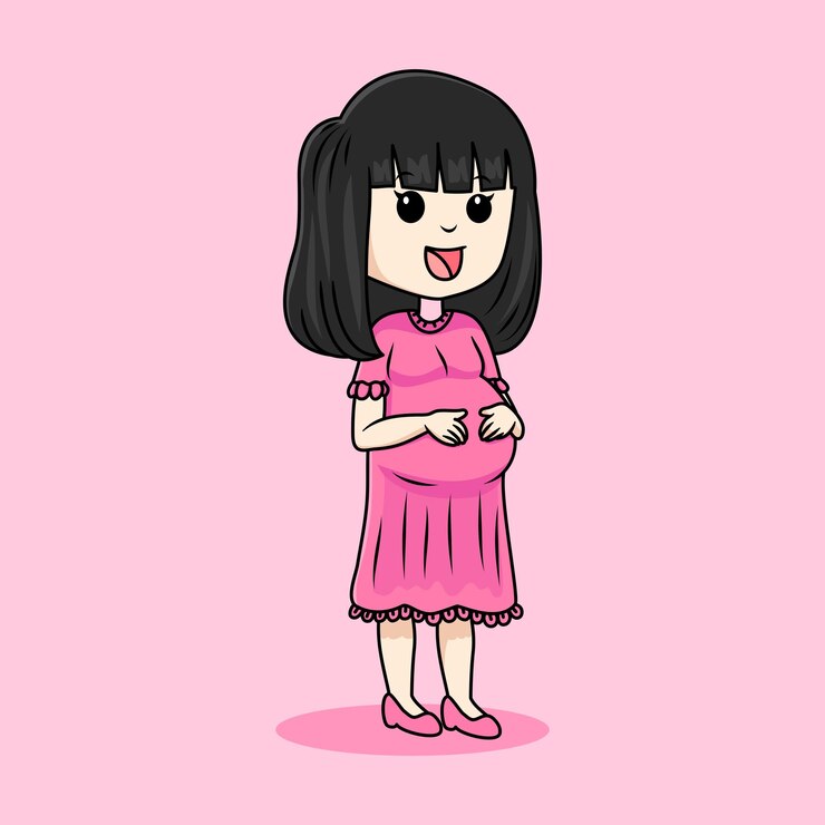 Vector pregnant woman concept vector illustration in cute cartoon style health care pregnancy