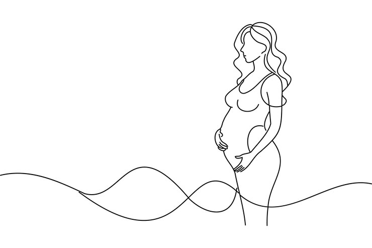 Pregnant woman her belly symbolizing new life and hope continuous line art vector illustration