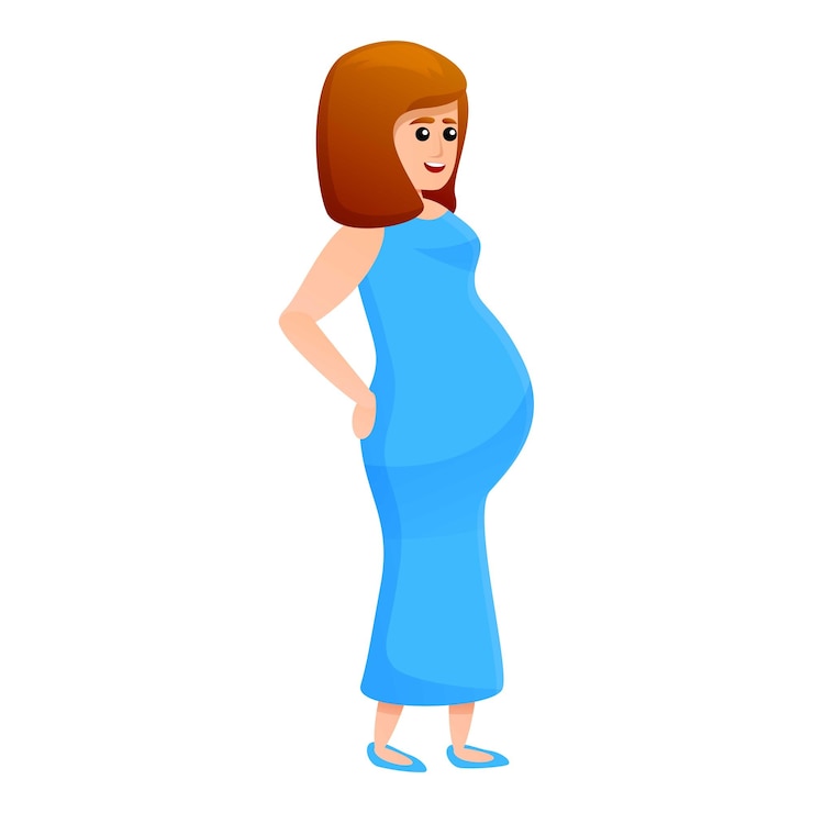 Vector pregnant woman holding back icon cartoon of pregnant woman holding back vector icon for web design isolated on white background
