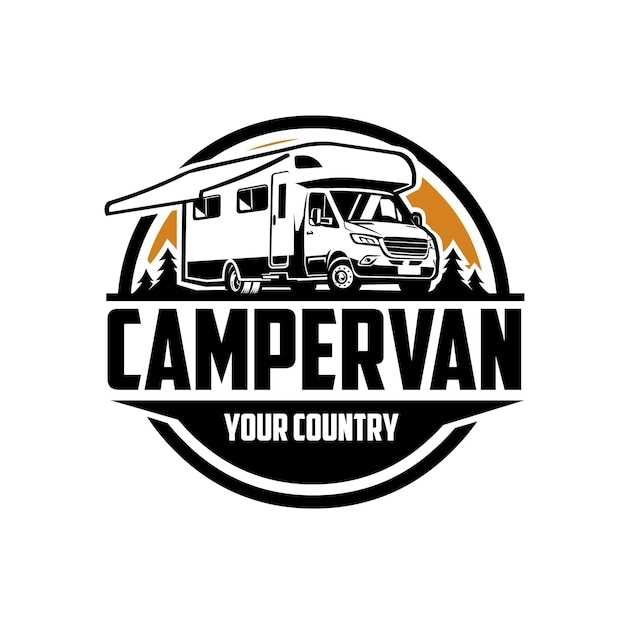 Premium Camper Van Logo Design Ready Made Circle Emblem Logo Motorhome