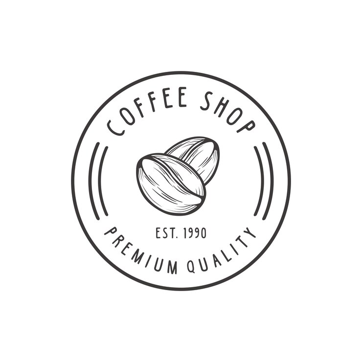 Premium coffee shop logo Cafe iconcoffee bean logo Vector illustration