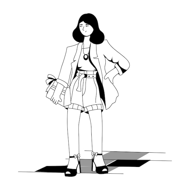 Premium glyph illustration of model pose