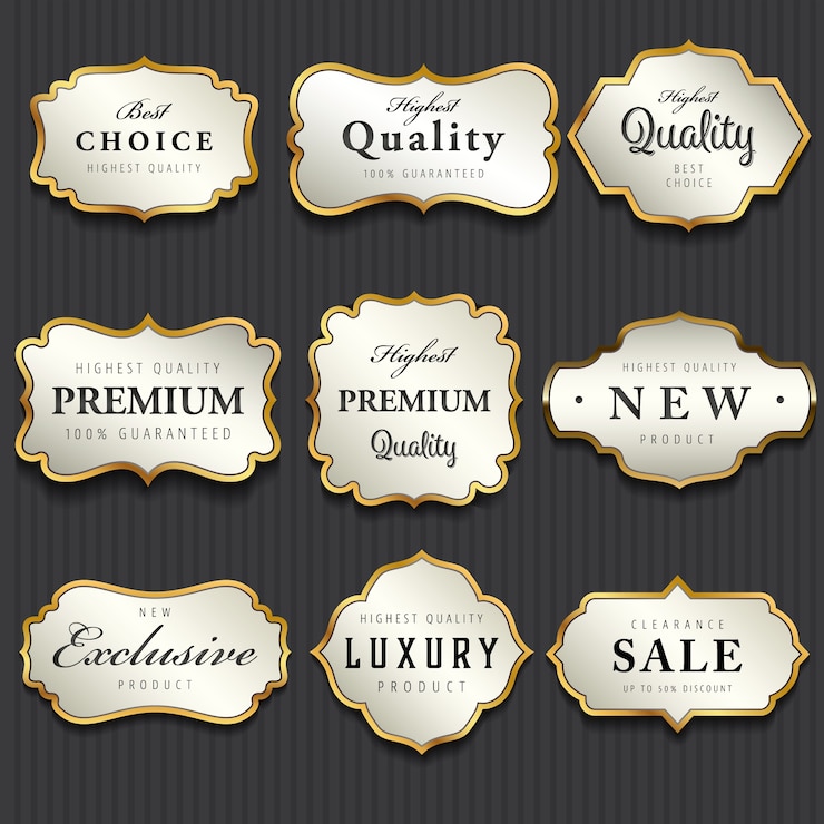Vector premium golden labels collection