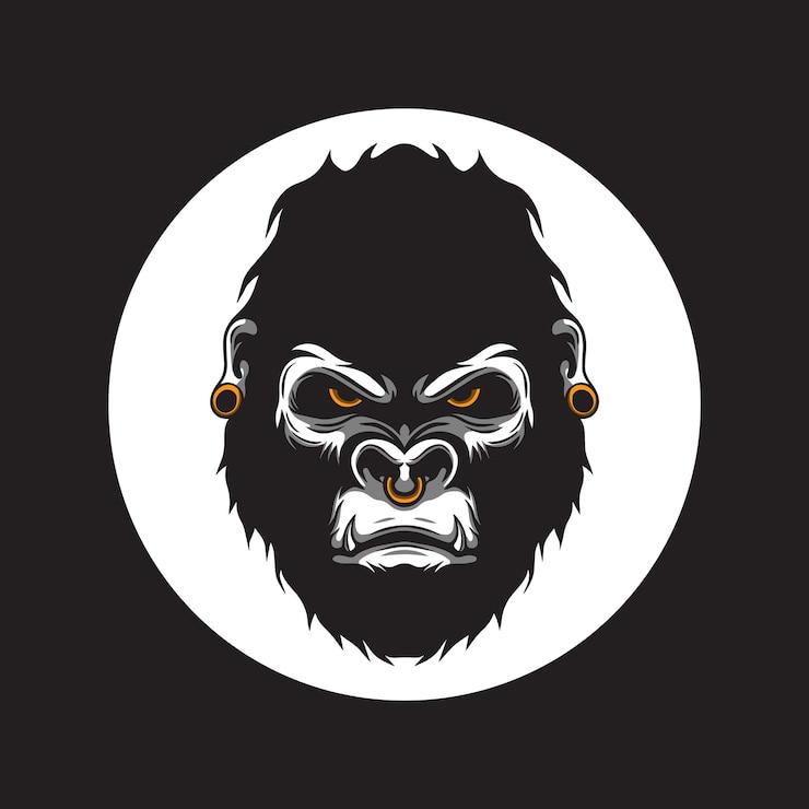 Vector premium gorilla hand drawn head illustration