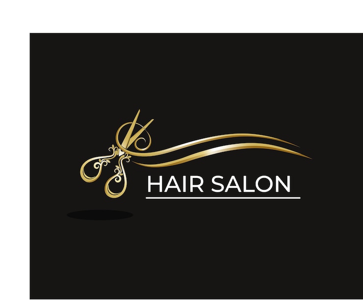premium Hair salon with hair and Scissors Concept logo design icon template