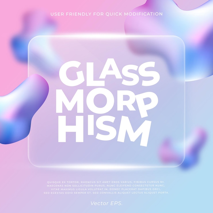 Vector premium realistic pink blossom blue ice gradient glass morphism background vector