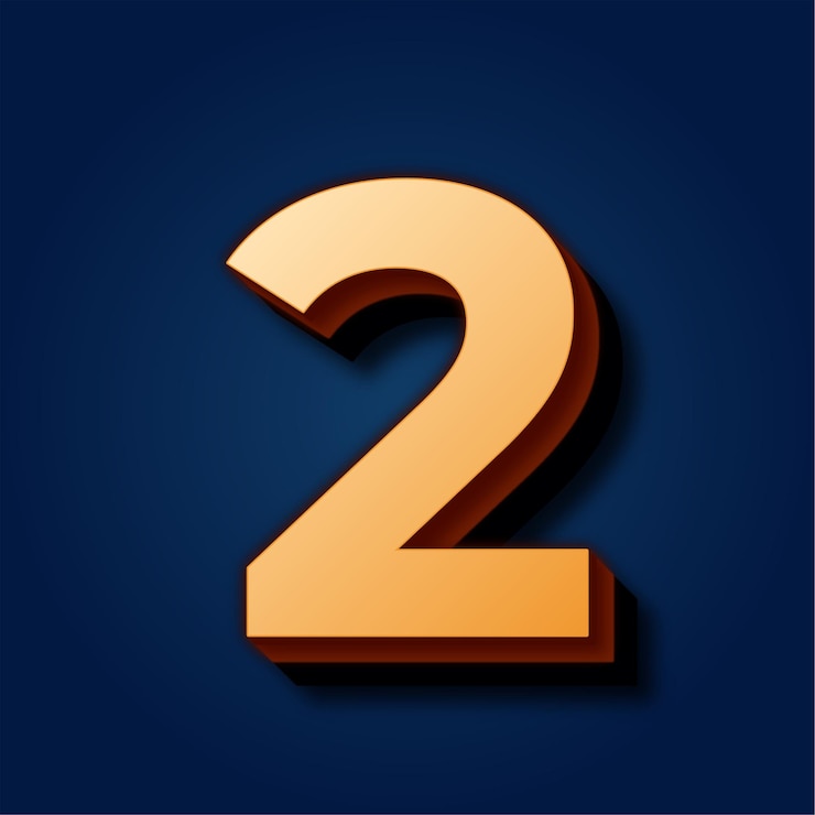 Vector premium rich blue background featuring sophisticated gold number 2 icon
