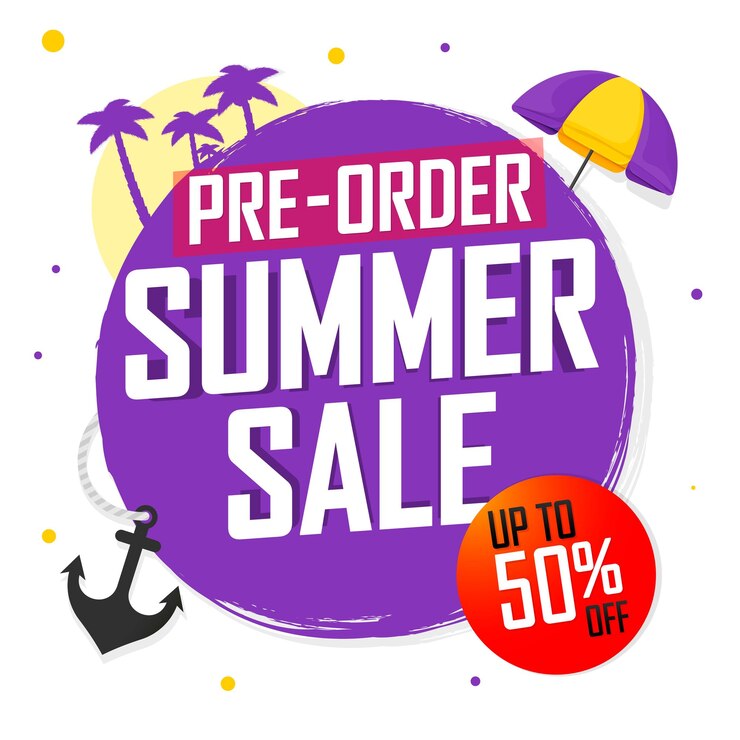 Vector preorder summer sale discount poster design template store offer banner