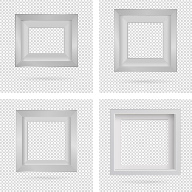 Presentation rectangular picture frame design element with shadow on transparent background 3D Board Banner wall on isolated clean blank Vector illustration EPS 10 for photo image text
