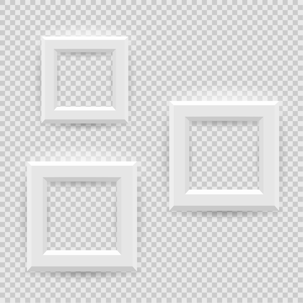 Presentation square picture frame design with shadow on transparent background