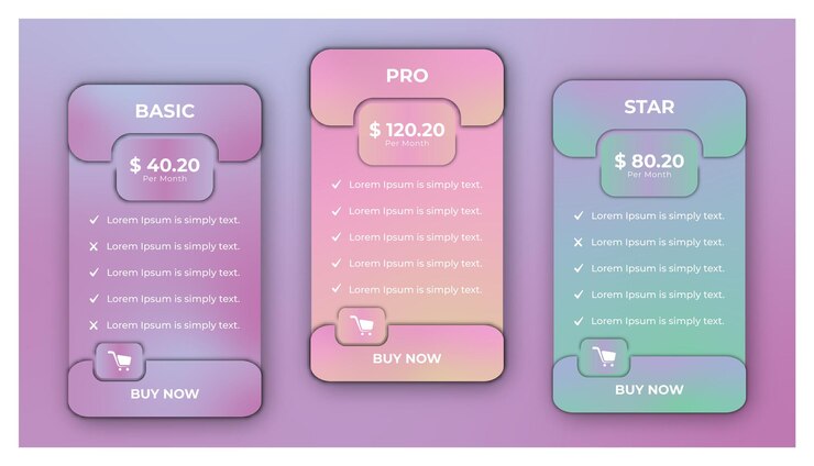Price table design and price tamplate design