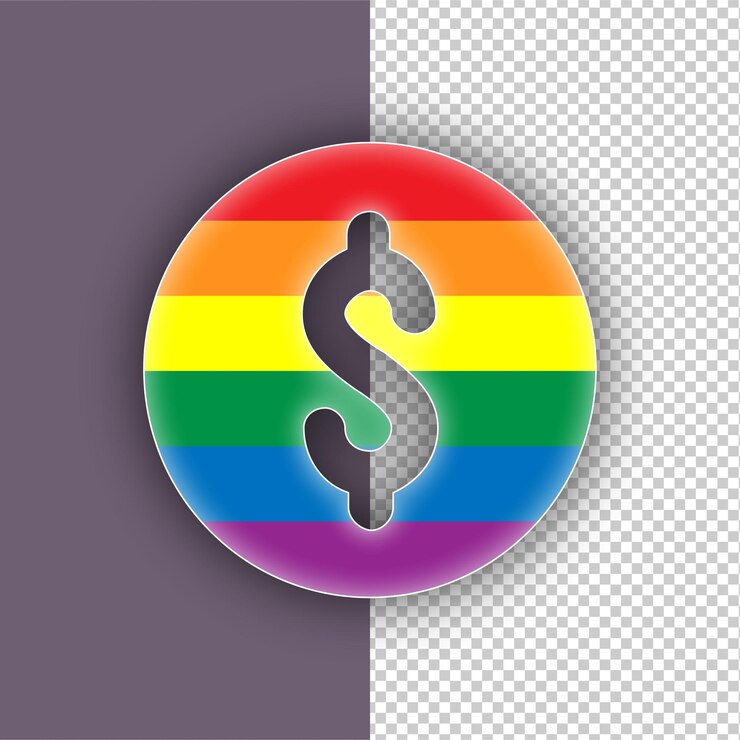 Vector pride lgbtq dollar icon with editable background