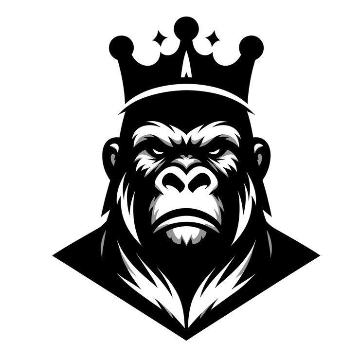 Vector primal majesty monochrome ape head logo