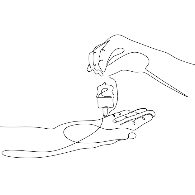 print continuous line of hands giving keys