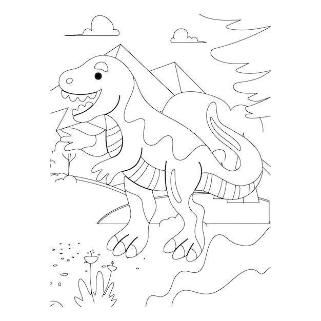 Printable Dinosaur Coloring pages for kids premium vector
