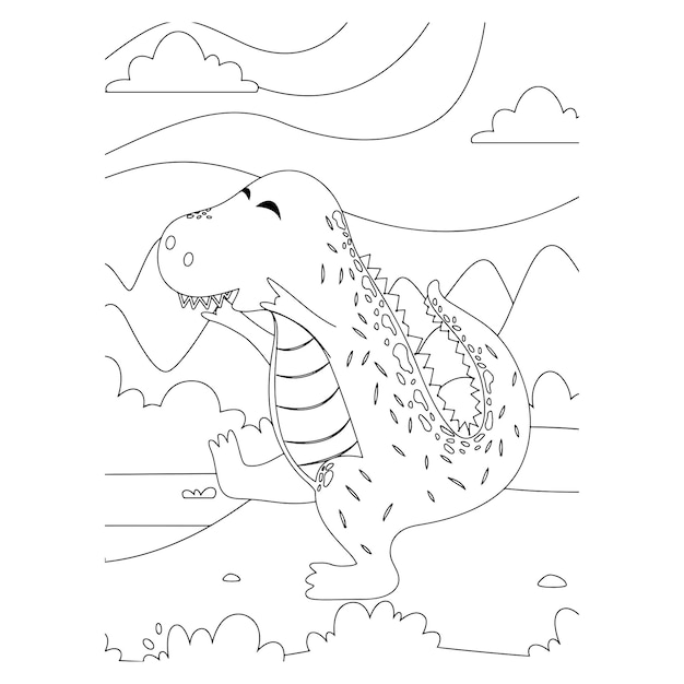 Printable Dinosaur Coloring pages for kids premium vector