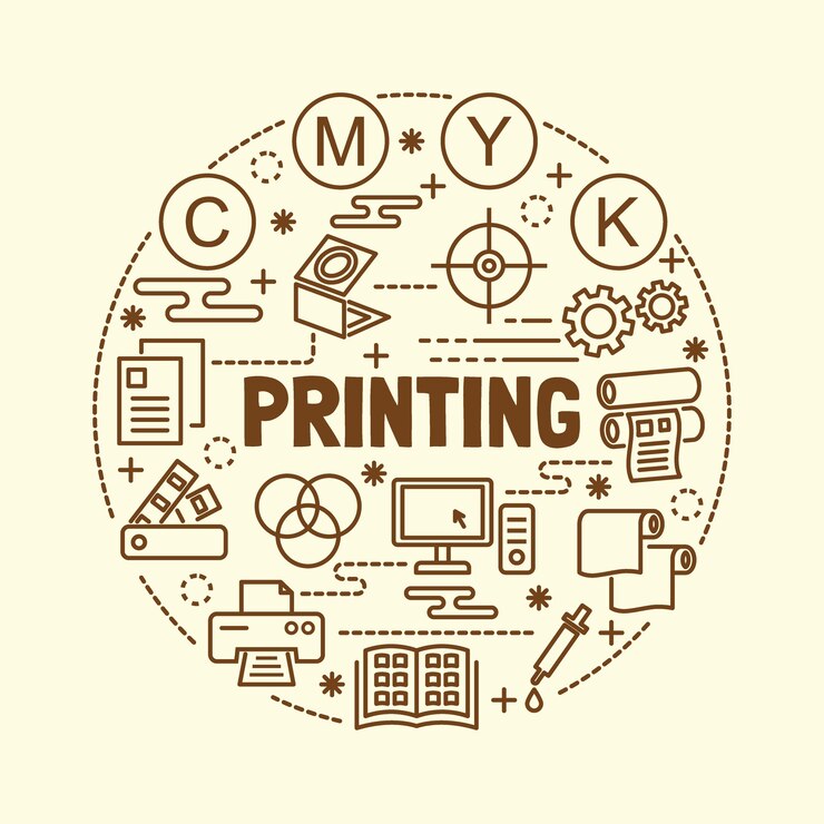 Vector printing minimal thin line icons set