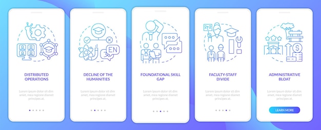 problems in higher education blue gradient onboarding mobile app screen