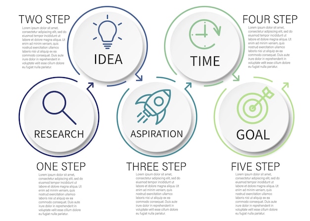 process chartand and 5 options or steps abstract elements of graph diagram with steps options parts or processes business template for presentation vector illustration
