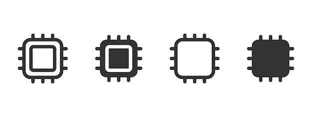 Processor icon Microchip and CPU hardware vector illustration Represents electronics computing and digital technology system symbol Useful for circuit device and innovation sign