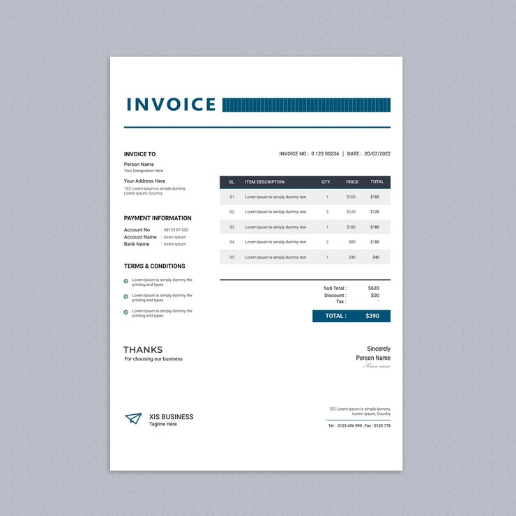 Vector professional and clean invoice template design