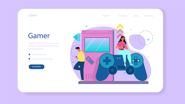Professional gamer web banner or landing page