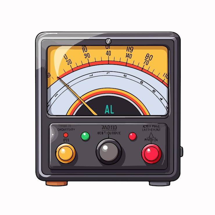 Vector professional handdrawn analog ammeter on white background