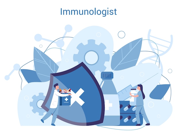 Professional immunologist. Idea of healthcare, virus prevention. vaccinate.  
