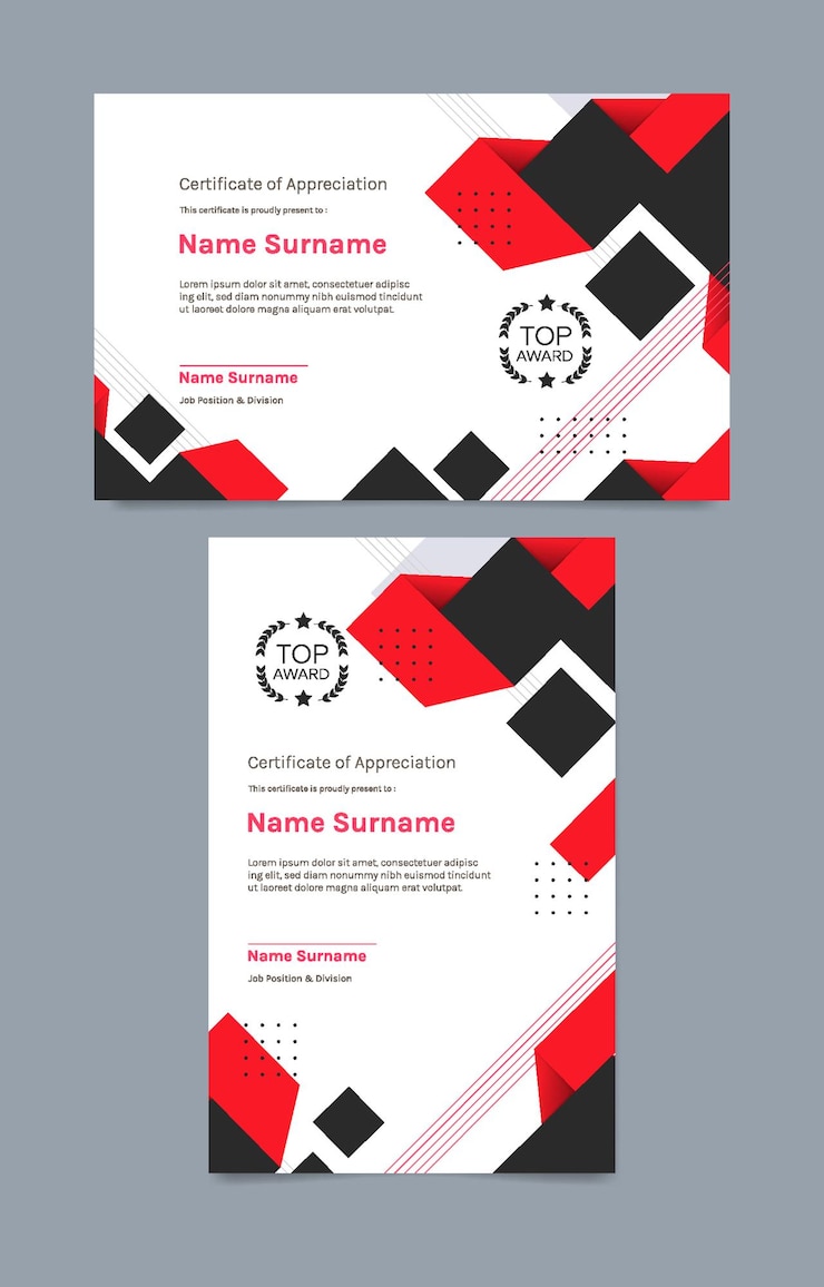 Vector professional red certificate