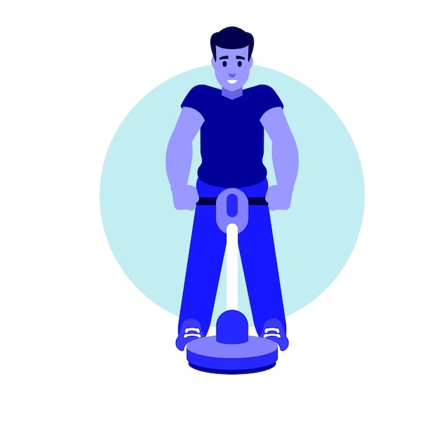 Professional Vacuum Cleaner Blue Themed Flat Minimal Simple Vector