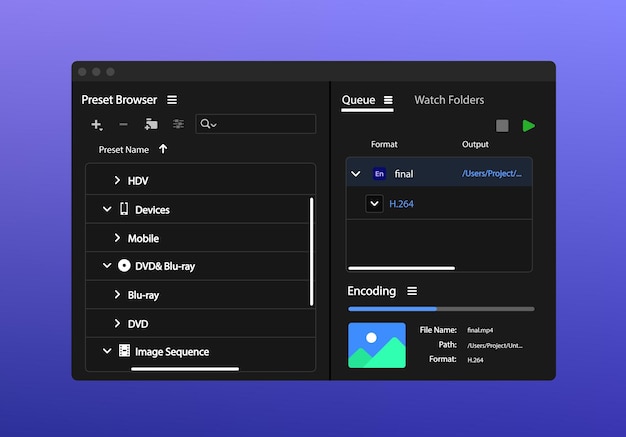 Program for Video Conversion and Rendering Export videos to formats for any device Vector