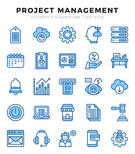 Project Management icons set Vector illustration