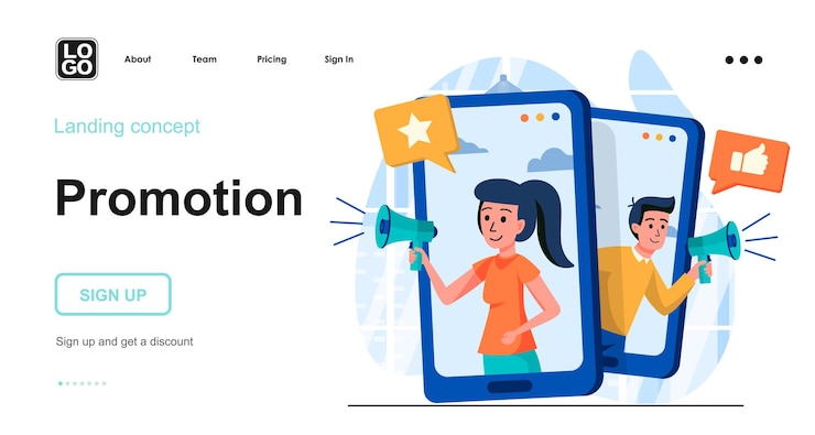 Vector promotion landing page template