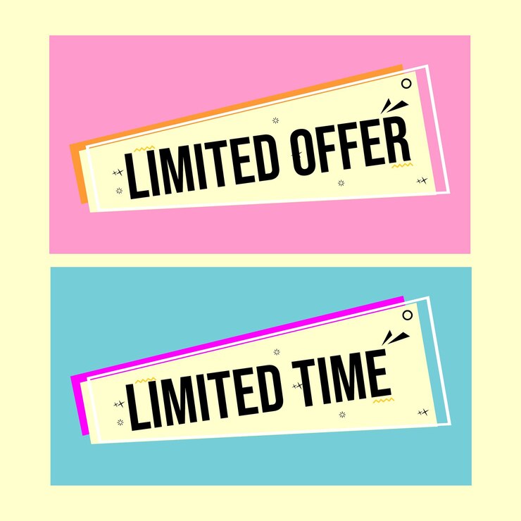 Promotional banner design with limited offer and limited time text in flat style