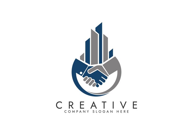 property business logo with handshake vector