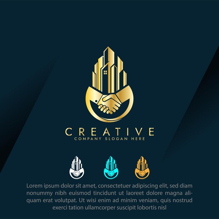 property business logo with handshake vector