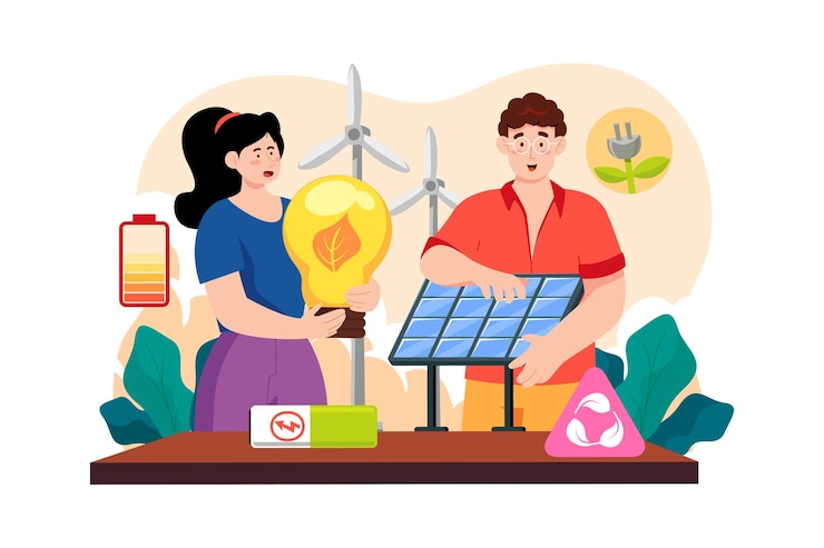 Vector protect the environment by using green energy