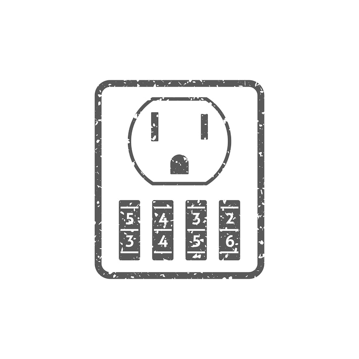 Vector protected electric outlet icon in grunge texture vector illustration