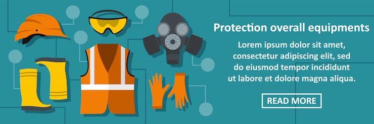 Vector protection overall equipments banner horizontal concept
